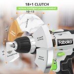 Faboka 21V Cordless Drill Set, Power Drills Kit with 2.0Ah Battery and Charger, Electric Driver/Drill Bits, Max Torque 40Nm, 3/8-Inch Keyless Chuck, Variable Speed, with LED Light