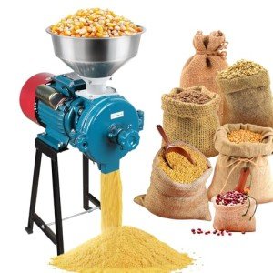 Snowtaros Electric Grain Mill Grinder 3000W 110V, Commercial Corn Grinder with Funnel, Dry Feed Grain Mill Machine, Thickness Adjustable, Powder Grinder for Grain Corn Rice Herbs Pepper (Dry Grinder)