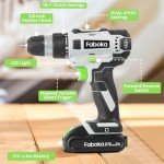 Faboka 21V Cordless Drill Set, Power Drills Kit with 2.0Ah Battery and Charger, Electric Driver/Drill Bits, Max Torque 40Nm, 3/8-Inch Keyless Chuck, Variable Speed, with LED Light