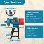 Snowtaros Electric Grain Mill Grinder 3000W 110V, Commercial Corn Grinder with Funnel, Dry Feed Grain Mill Machine, Thickness Adjustable, Powder Grinder for Grain Corn Rice Herbs Pepper (Dry Grinder)