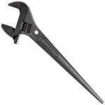 Klein Tools 3227 Extra Wide Adjustable Wrench, Made in USA, Construction Spud Wrench for Up to 1-7/16-Inch Nuts and Bolts, 10-Inch, with Tether Hole