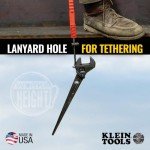 Klein Tools 3227 Extra Wide Adjustable Wrench, Made in USA, Construction Spud Wrench for Up to 1-7/16-Inch Nuts and Bolts, 10-Inch, with Tether Hole