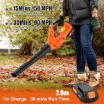 Leisch Life 21V Leaf Blower Cordless | Handheld Electric Lightweight Blower with 2.0Ah Rechargeable Battery & Fast Charger | Adjustable Speeds, Portable Design for Lawn, Patio, Yard, Sidewalk Cleaning