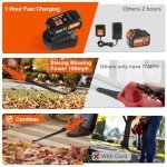 Leisch Life 21V Leaf Blower Cordless | Handheld Electric Lightweight Blower with 2.0Ah Rechargeable Battery & Fast Charger | Adjustable Speeds, Portable Design for Lawn, Patio, Yard, Sidewalk Cleaning