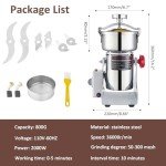 BI-DTOOL Electric Grain Mill Grinder 800g High-speed 36000r/min Grain Spice Herb Grinder 2000W Dry Grinder Machine 304 Stainless Steel Superfine Powder Grinder for Kitchen Home and Commercial