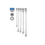 Mountain 5-Piece Metric Double Box Universal Spline Reversible Ratcheting Wrench Set; 8 mm - 18mm, 90 Tooth Design, Long, Flexible; MTNRM6