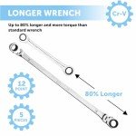 Mountain 5-Piece Metric Double Box Universal Spline Reversible Ratcheting Wrench Set; 8 mm - 18mm, 90 Tooth Design, Long, Flexible; MTNRM6