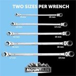 Mountain 5-Piece Metric Double Box Universal Spline Reversible Ratcheting Wrench Set; 8 mm - 18mm, 90 Tooth Design, Long, Flexible; MTNRM6