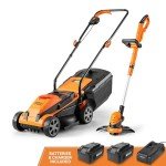 LawnMaster 20VMWGT 24V Max 13-inch Lawn Mower and Grass Trimmer 10-inch Combo with 2x4.0Ah Batteries and Charger