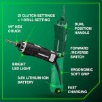 Metabo HPT Cordless Screwdriver Set, 3.6V, Precision Screwdriver Set with Case, 2 Lithium-Ion Batteries, Charger and Bit, 21 Clutch, Electric Screwdriver with LED light, Torque Screwdriver, DB3DL2