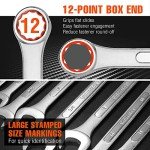 ValueMax Mechanics Wrench Set Metric and Standard, 20PCS Complete Combination Wrenches Roll Set. SAE 1/4" to 3/4", Metric 6mm to 18mm, Full Wrench Set with Roll up Pouch