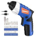 Electric Screwdriver, SORAKO Cordless Screwdriver Rechargeable 4V Max, Power Screwdriver with LED Light, 1300mAh Battery Screwdriver 6 Nm 30 PCS Screw Gun Accessories for Home DIY, Car Repair