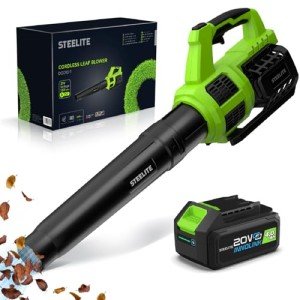 STEELITE Leaf Blower 21V, Electric Leaf Blower Cordless with 4.0Ah Battery and Charger, Powerful Battery Blower for Lawn Care, Patio Cleaning and Dust