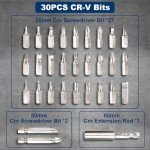 Electric Screwdriver, SORAKO Cordless Screwdriver Rechargeable 4V Max, Power Screwdriver with LED Light, 1300mAh Battery Screwdriver 6 Nm 30 PCS Screw Gun Accessories for Home DIY, Car Repair