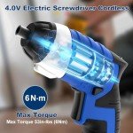 Electric Screwdriver, SORAKO Cordless Screwdriver Rechargeable 4V Max, Power Screwdriver with LED Light, 1300mAh Battery Screwdriver 6 Nm 30 PCS Screw Gun Accessories for Home DIY, Car Repair