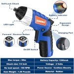 Electric Screwdriver, SORAKO Cordless Screwdriver Rechargeable 4V Max, Power Screwdriver with LED Light, 1300mAh Battery Screwdriver 6 Nm 30 PCS Screw Gun Accessories for Home DIY, Car Repair