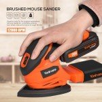 Yunirvana 20V 1.3Ah Cordless Sander, Detail Sanders, 20Pcs Sandpapers,12000 RPM Sanders with Dust Collection System for Tight Spaces Sanding in Home Decoration, Battery and Charger Included