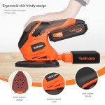 Yunirvana 20V 1.3Ah Cordless Sander, Detail Sanders, 20Pcs Sandpapers,12000 RPM Sanders with Dust Collection System for Tight Spaces Sanding in Home Decoration, Battery and Charger Included