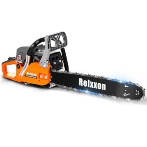 Relxxon 58cc 20-Inch Gas Chainsaw – 2-Cycle Engine, Low Kickback, Automatic Oiler, Anti-Vibration for Tree Felling, Firewood Cutting & Heavy-Duty Use (RZ351 PRO)