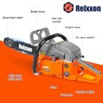 Relxxon 58cc 20-Inch Gas Chainsaw – 2-Cycle Engine, Low Kickback, Automatic Oiler, Anti-Vibration for Tree Felling, Firewood Cutting & Heavy-Duty Use (RZ351 PRO)