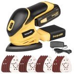Inequalit 20V 1.3Ah Cordless Detail Sander, Electric Sander with 12000 RPM, Including 20Pcs Sandpapers and Dust Collection System for Precise Sanding in Tight Spaces, Battery and Charger Bundled