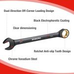 WORKPRO 9-Piece Anti-Slip Ratcheting Combination Wrench Set, SAE 1/4"-3/4", 72-Teeth, Cr-V Constructed, Black Ratchet Wrenches Set with Roll Up Pouch