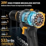 Compact Brushless Power Drill Set,60N.m Cordless Drill Tool Box with 2 Battery & 3/8”Keyless Metal Self-locking Chuck,138Pcs Men Handheld Tool Drill Set,Taladro Inalámbrico for Home Repair Set Drill