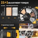 Compact Brushless Power Drill Set,60N.m Cordless Drill Tool Box with 2 Battery & 3/8”Keyless Metal Self-locking Chuck,138Pcs Men Handheld Tool Drill Set,Taladro Inalámbrico for Home Repair Set Drill