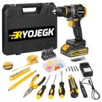 Compact Brushless Power Drill Set,60N.m Cordless Drill Tool Box with 2 Battery & 3/8”Keyless Metal Self-locking Chuck,138Pcs Men Handheld Tool Drill Set,Taladro Inalámbrico for Home Repair Set Drill