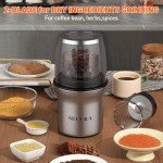Secura Coffee Grinder Electric, Spice Grinder, Dual Glass Bowls for Wet & Dry Grinding