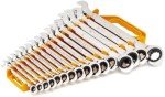 GEARWRENCH 16 Piece Ratcheting Combination Wrench Set with Tray | Metric | 9416
