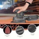 GALAX PRO Detail Sander, 1.1A Powerful Motor, 13000 OPM Compact Electric Sander with 20Pcs Sandpapers and Dust box, Soft Grip Handle for Comfortable Woodworking