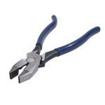 Klein Tools D213-9ST High-Leverage Ironworker's Pliers, Made in USA, Twist and Cut Soft Annealed Tie Wire, Hook Bend Handle, Spring Loaded, Heavy-Duty Jaws
