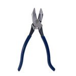 Klein Tools D213-9ST High-Leverage Ironworker's Pliers, Made in USA, Twist and Cut Soft Annealed Tie Wire, Hook Bend Handle, Spring Loaded, Heavy-Duty Jaws