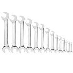 14-Piece Premium Angle Head Open End Wrench Set, Chrome Vanadium Steel | Include Standard Inch Sizes 3/8, 7/16, 1/2, 9/16, 5/8, 11/16, 3/4, 13/16, 7/8, 15/16, 1, 1-1/16, 1-1/8, 1-1/4 with Storage Rack