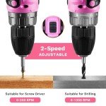 Power Drill Cordless: DEKO PRO Pink Cordless Drill 20V Electric Power Drill Set Tool for Women Drills Cordless with Battery and Charger Drill Driver 20 Volt Drill Driver Kit