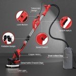 IMQUALI Drywall Sander with Vacuum Dust Collector(02/11/2025 Upgraded) 8-Amp Popcorn Ceiling Removal Tool with 7 Variable Speed 800-1800RPM, Extendable Handle, LED Light, 12pcs Sanding Discs, Red