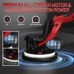 IMQUALI Drywall Sander with Vacuum Dust Collector(02/11/2025 Upgraded) 8-Amp Popcorn Ceiling Removal Tool with 7 Variable Speed 800-1800RPM, Extendable Handle, LED Light, 12pcs Sanding Discs, Red