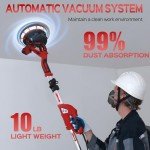 IMQUALI Drywall Sander with Vacuum Dust Collector(02/11/2025 Upgraded) 8-Amp Popcorn Ceiling Removal Tool with 7 Variable Speed 800-1800RPM, Extendable Handle, LED Light, 12pcs Sanding Discs, Red