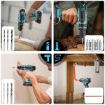 21V Cordless Drill with 2-Battery and Charger, Electric drill Set, Power Drill Cordless with 3/8 Inch Keyless Chuck, 25+ 3 Clutch,Work Light, Max torque 45Nm, 2-Variable Speed