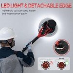 IMQUALI Drywall Sander with Vacuum Dust Collector(02/11/2025 Upgraded) 8-Amp Popcorn Ceiling Removal Tool with 7 Variable Speed 800-1800RPM, Extendable Handle, LED Light, 12pcs Sanding Discs, Red