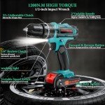 21V Cordless Drill with 2-Battery and Charger, Electric drill Set, Power Drill Cordless with 3/8 Inch Keyless Chuck, 25+ 3 Clutch,Work Light, Max torque 45Nm, 2-Variable Speed