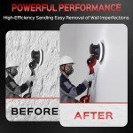 IMQUALI Drywall Sander with Vacuum Dust Collector(02/11/2025 Upgraded) 8-Amp Popcorn Ceiling Removal Tool with 7 Variable Speed 800-1800RPM, Extendable Handle, LED Light, 12pcs Sanding Discs, Red