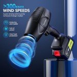 Electric Cordless Leaf Blower 300000RPM Handheld Leaf Blower 2 X 4.0Ah Batteries and Charger Included, Lightweight Leaf Blowers for Patio Cleaning, Lawn Care, Blowing Leaves and Dust, Black