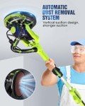 MYTOL Drywall Sander, 7.2A Electric Drywall Sander with Vacuum Dust Collection, 6 Variable Speed 900-1800RPM, LED Light, Foldable & Extendable Handle, 9 Pcs Sandpaper&3 Pcs Grid Sandpaper, Full Green