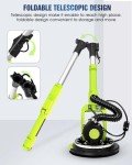 MYTOL Drywall Sander, 7.2A Electric Drywall Sander with Vacuum Dust Collection, 6 Variable Speed 900-1800RPM, LED Light, Foldable & Extendable Handle, 9 Pcs Sandpaper&3 Pcs Grid Sandpaper, Full Green