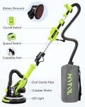 MYTOL Drywall Sander, 7.2A Electric Drywall Sander with Vacuum Dust Collection, 6 Variable Speed 900-1800RPM, LED Light, Foldable & Extendable Handle, 9 Pcs Sandpaper&3 Pcs Grid Sandpaper, Full Green