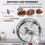 VEVOR 300g Electric Grain Mill Grinder, High Speed 1500W Commercial Spice Grinders, Stainless Steel Pulverizer Powder Machine, for Dry Grains Spices Cereals Coffee Corn Pepper, Straight Type