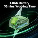 Leaf Blower Cordless with 4.0Ah Battery and Charger, 135MPH 170CFM High Speed Leaf Blower with 2 Tube, 20V Electric Leaf Cleaner, Lightweight Handheld Small Blower for Car, Garden, House, Depot, Green