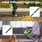 Leaf Blower Cordless with 4.0Ah Battery and Charger, 135MPH 170CFM High Speed Leaf Blower with 2 Tube, 20V Electric Leaf Cleaner, Lightweight Handheld Small Blower for Car, Garden, House, Depot, Green